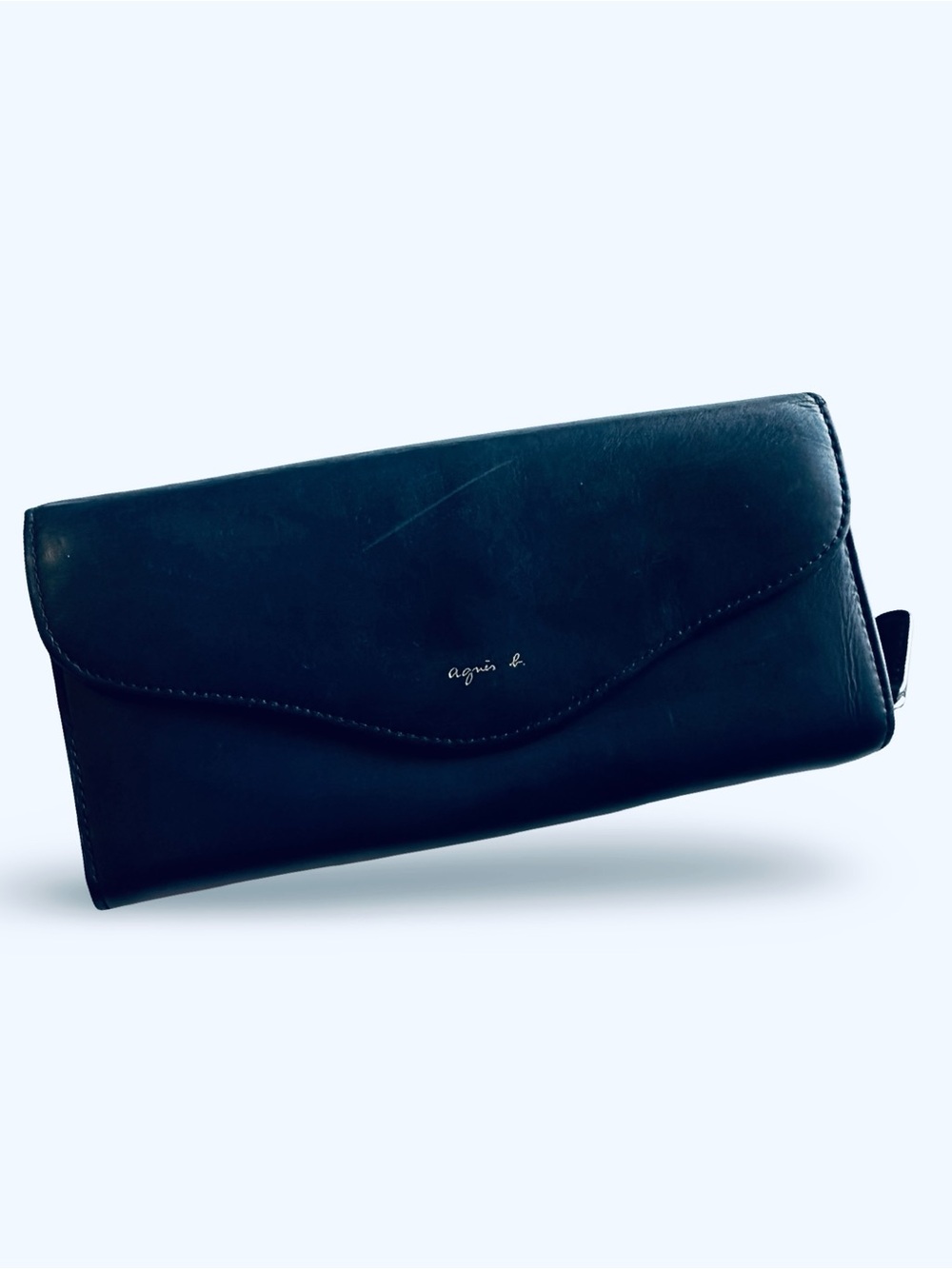 Agnes B. Ava Navy Blue Leather Envelope Wallet